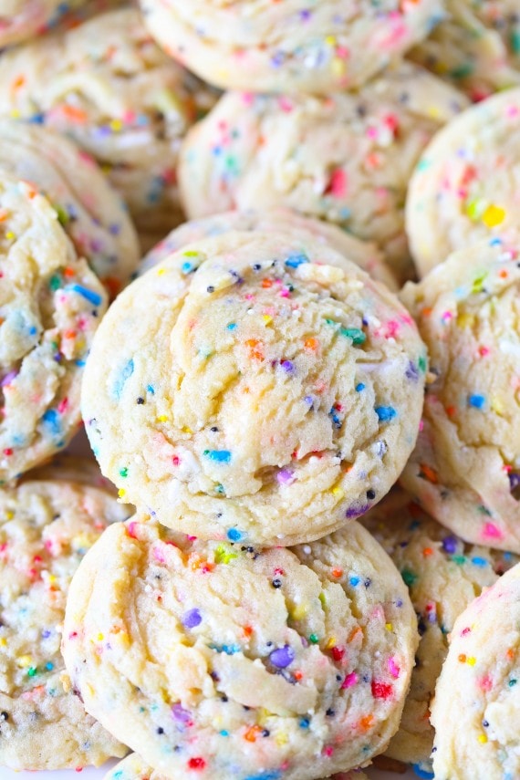 These SUPER SOFT Sprinkle Pudding cookies are so so easy and loaded with vanilla flavor! This is the best sprinkle cookie recipe to make because it’s so easy, buttery, and delicious!