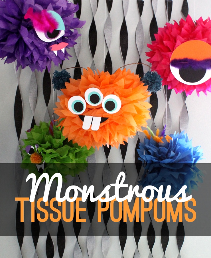 Tissue paper pom-poms are a go-to for inexpensive, simple party decorations with big impact.