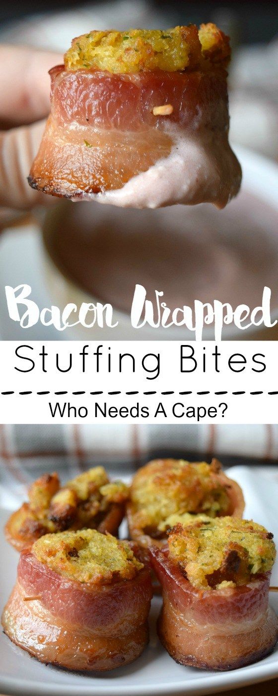 Bacon Wrapped Stuffing Bites are a wonderful holiday appetizer! Use up leftover stuffing and wrap thick flavorful bacon around for the perfect treat.