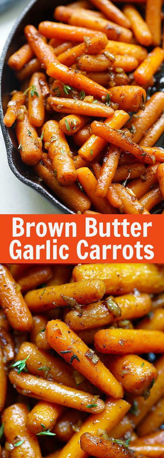 Brown Butter Garlic Honey Roasted Carrots – the best roasted carrots ever with lots of garlic, brown butter and honey. SO good