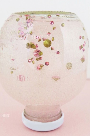 Diamonds and Glitter in an Apple Juice Bottle Snow Globe!