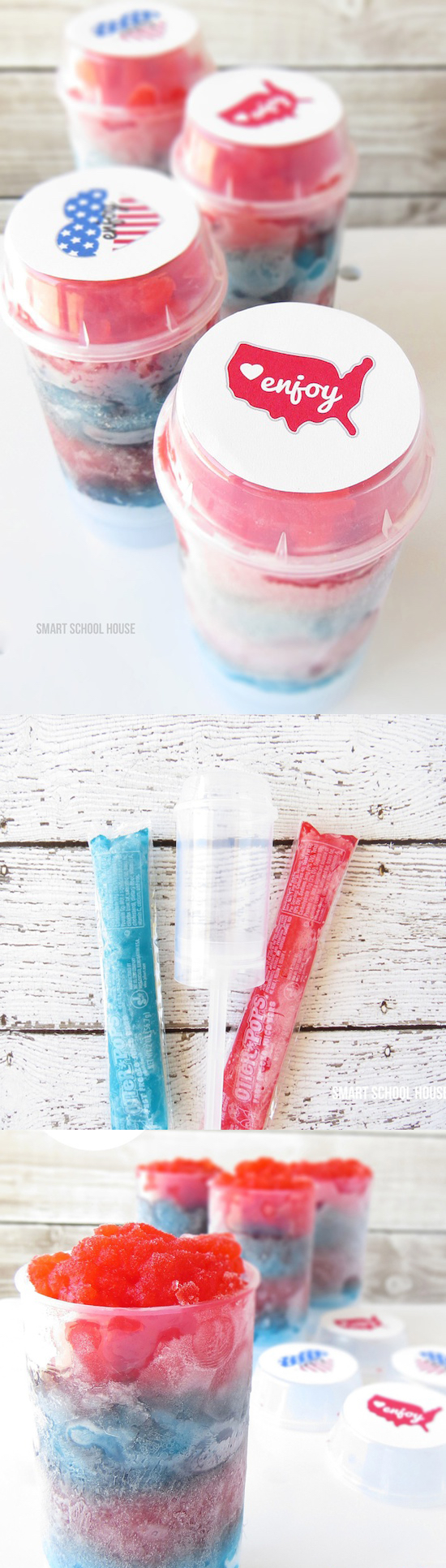 Patriotic popsicles for the 4th of July or Memorial day. An easy red, white, and blue idea!