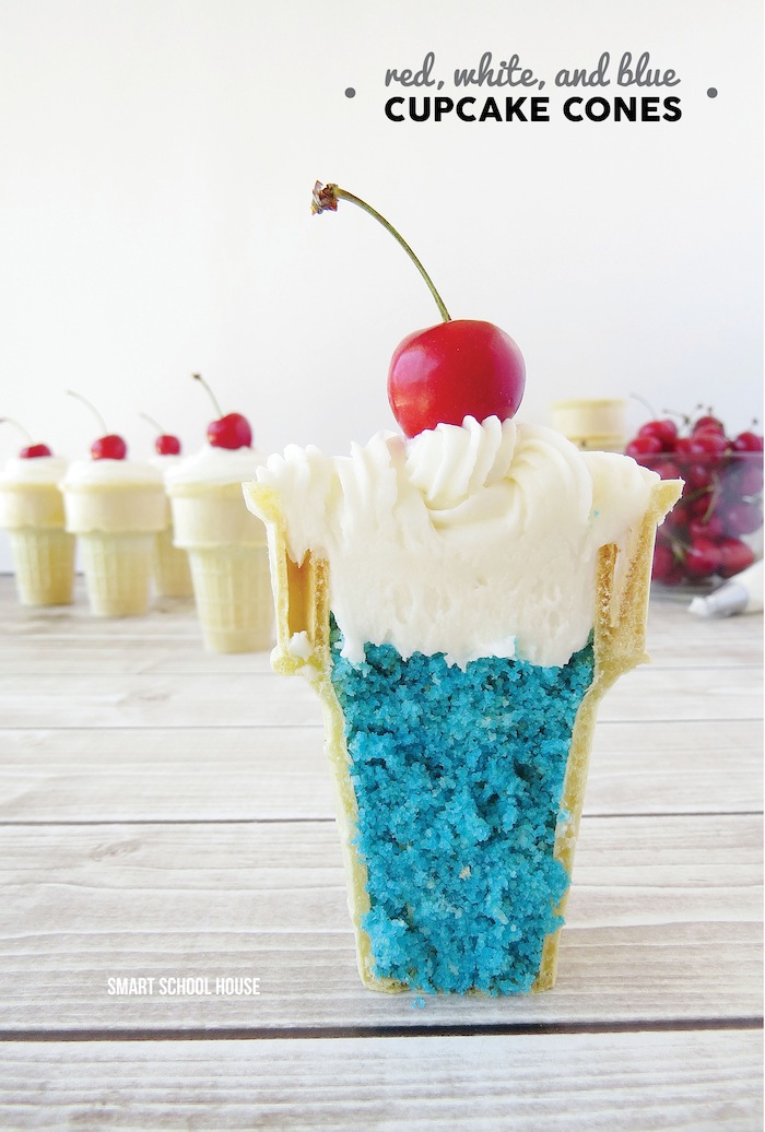 Red, White, and Blue Cupcake Cones 2