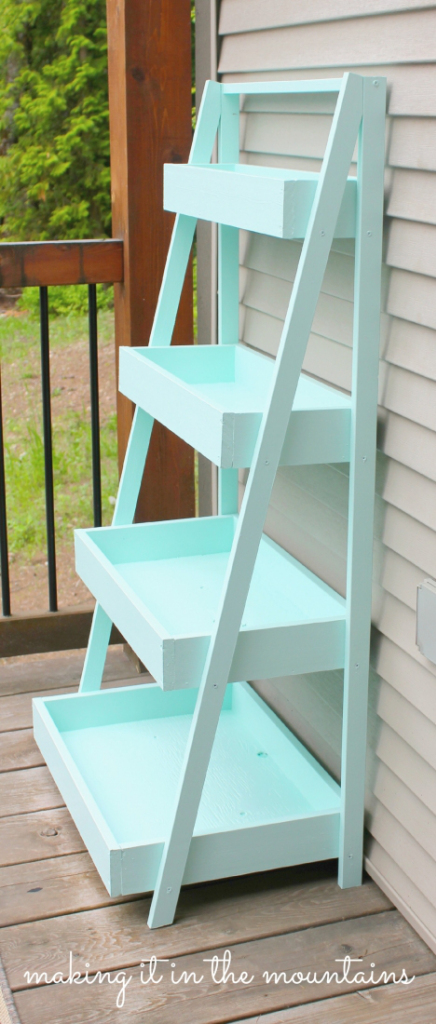 Beautiful DIY Ladder Shelf tutorial by Making it in the Mountains
