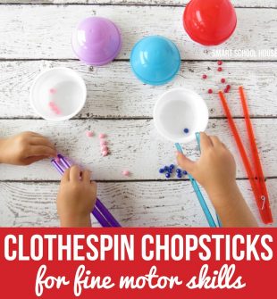 Clothespin Chopsticks for fine motor skills