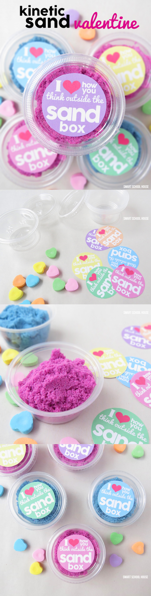 Kinetic Sand Valentine with printable. A fun and easy non-candy Valentine idea for kids