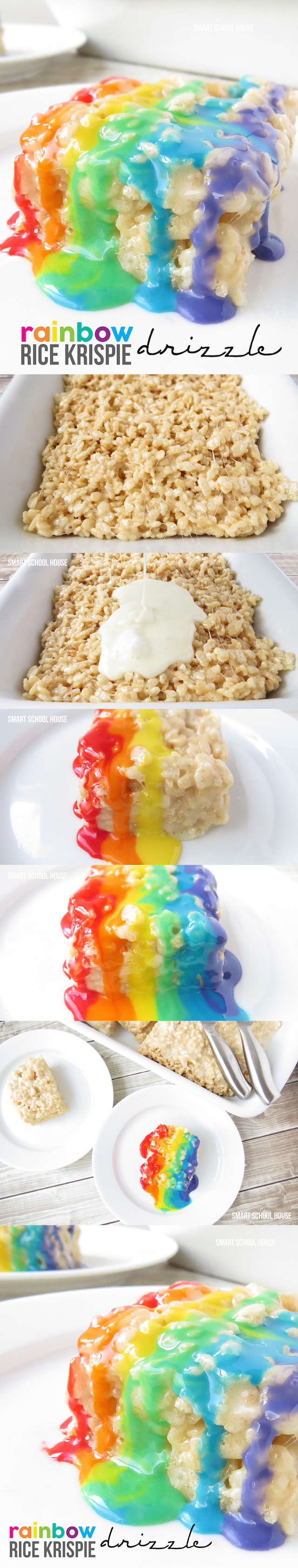Rainbow Rice Krispie Drizzle. The most decadent rice krispie treats you'll ever see. 