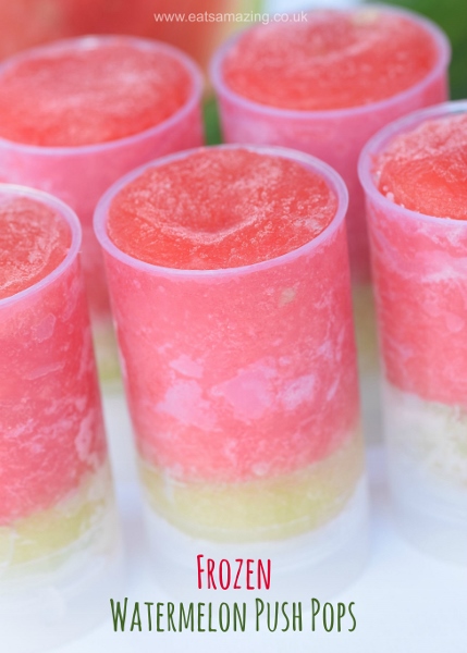 Frozen Watermelon Push Pops - quick easy healthy snack for summer! Fun food for kids. 