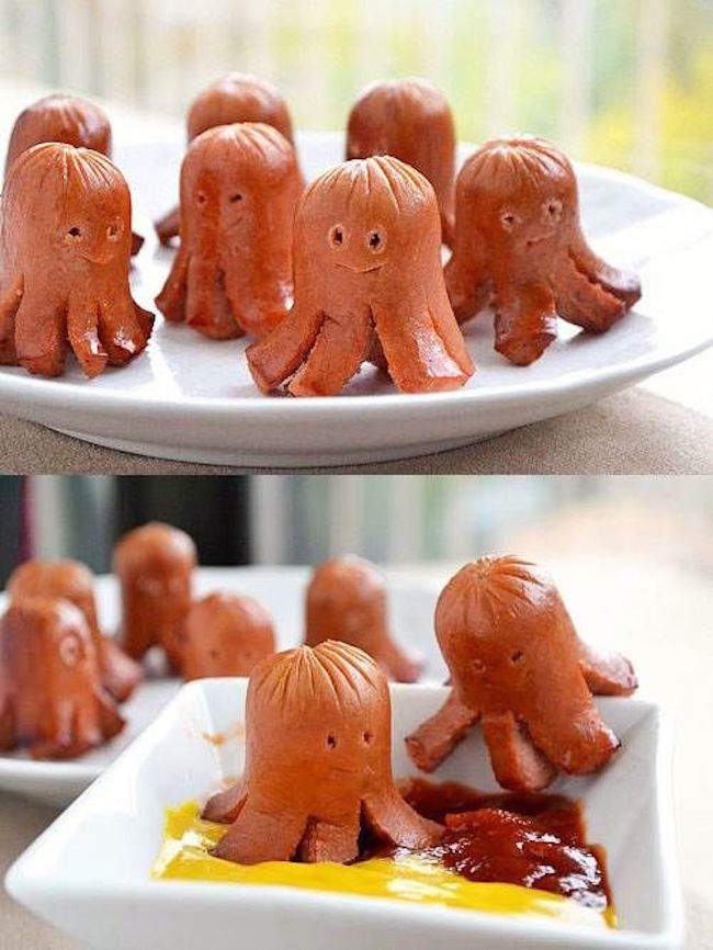 Make little octopus hot dogs plus 15 genius hot dog hacks!