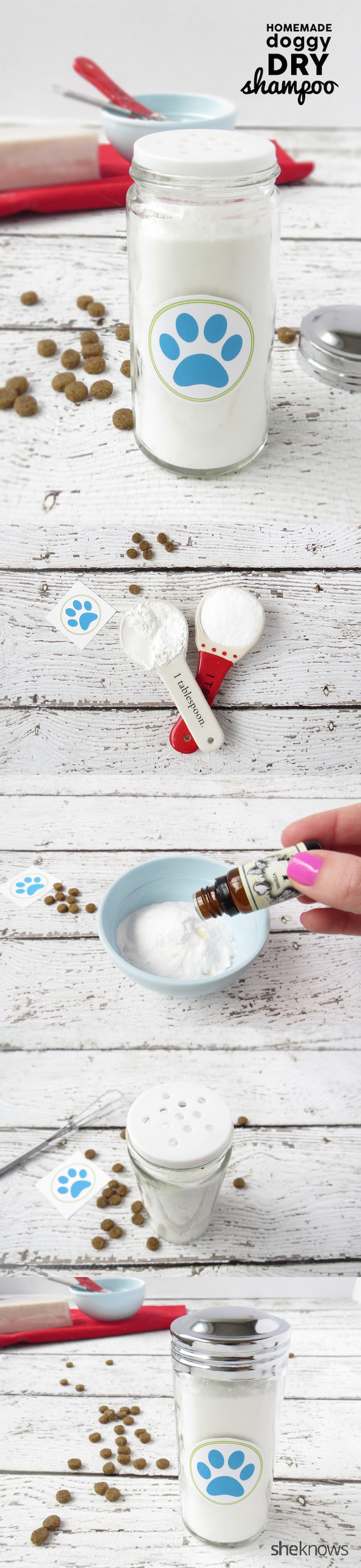 How to make a Dry Shampoo for Dogs with just 3 simple ingredients. Great to use in between dog baths!