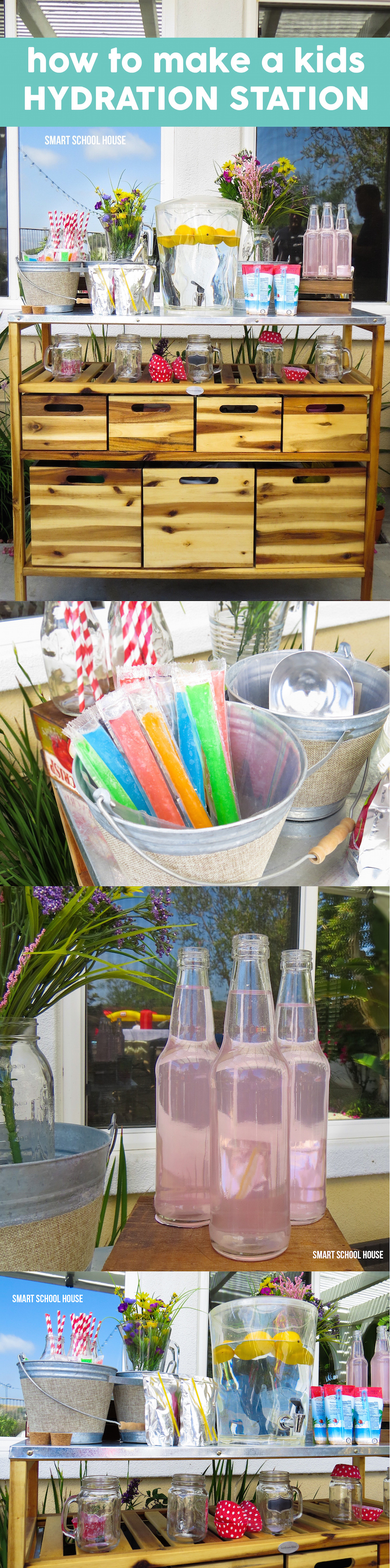 Hydration Station for Kids. A fun, creative, diy idea for keeping kids hydrated while they play all day!