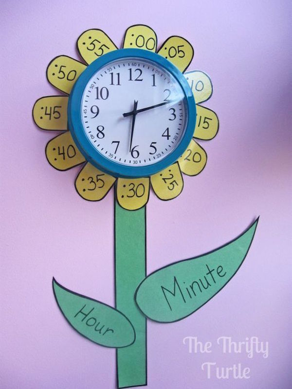 Remind or teach your kids how to tell time by creating a clock like this in their bedroom (or classroom if you're a teacher)