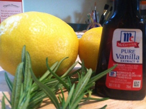 Love the smell of Pottery Barn? Me too! Grab some lemon juice, vanilla extract, and rosemary to ensure that you give your guests the BEST first impression upon entering your house!
