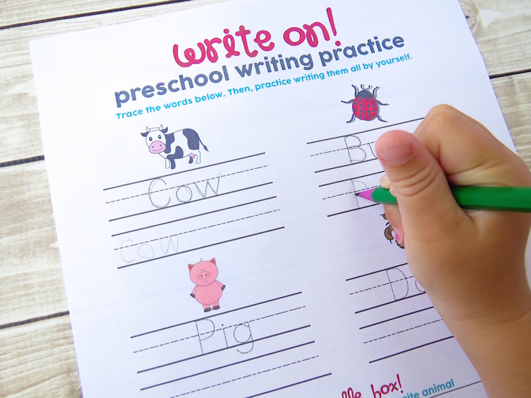 Free Writing Practice Worksheet for Preschool or Kindergarten