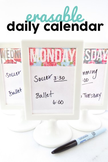 Free Erasable Daily Calendar
