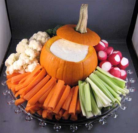 Fill up a mini pumpkin with dip for a Fall Party. 