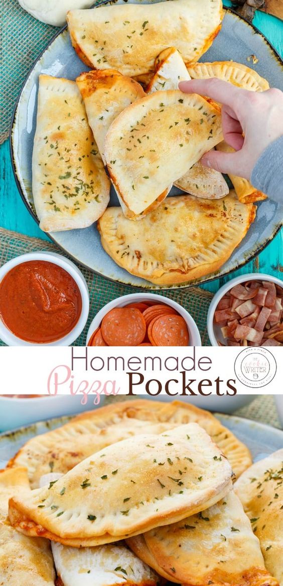 Homemade pizza pockets are fun to make for both kids and adults! Get creative with your pizza toppings!