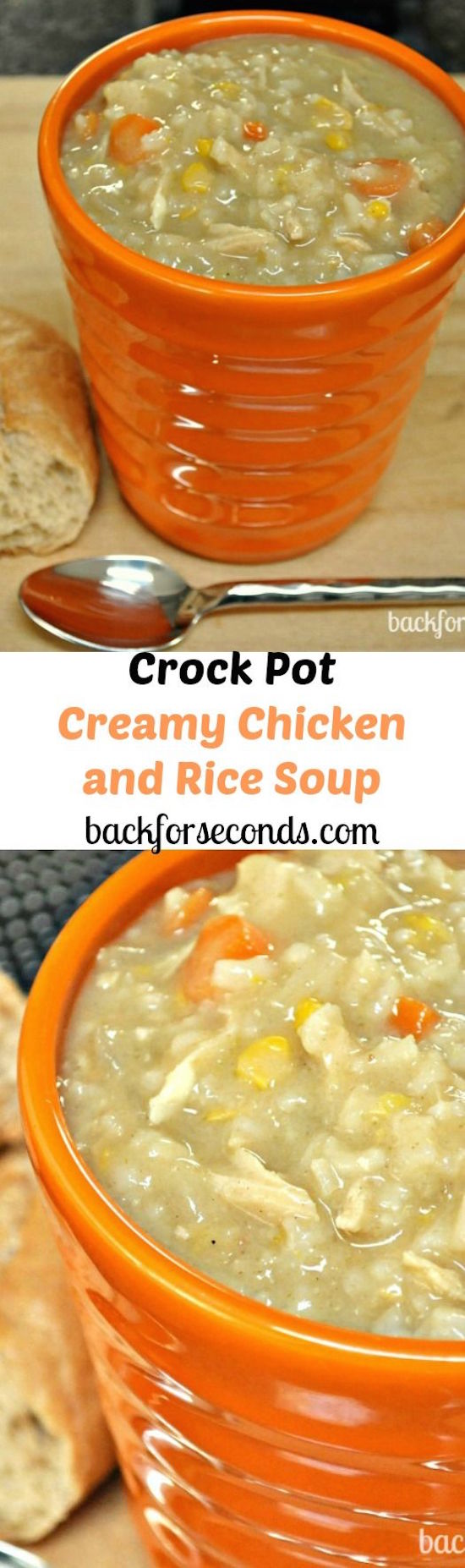 Creamy Chicken and Rice Soup Recipe made in the Crock Pot