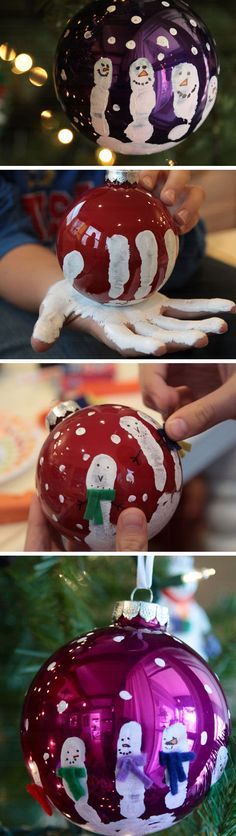 Handprint snowman ornaments!