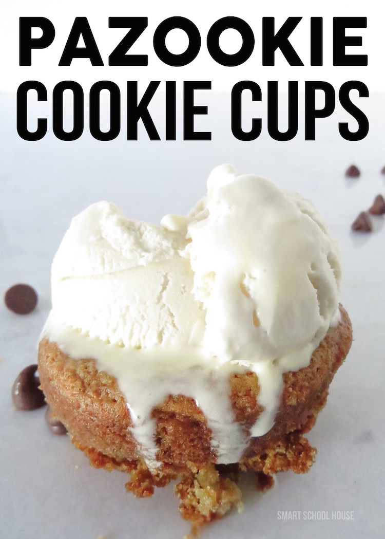 Pazookie Cookie Cups - a delicious recipe with homemade cookie cups topped with ice cream. 