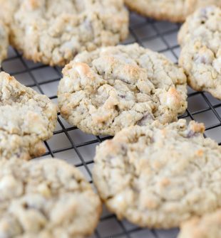 These delicious oatmeal chocolate chip cookies have JUST the right combination of crispy on the outside and chewy on the inside. They have the amazing flavor of chocolate, oatmeal, and butter.