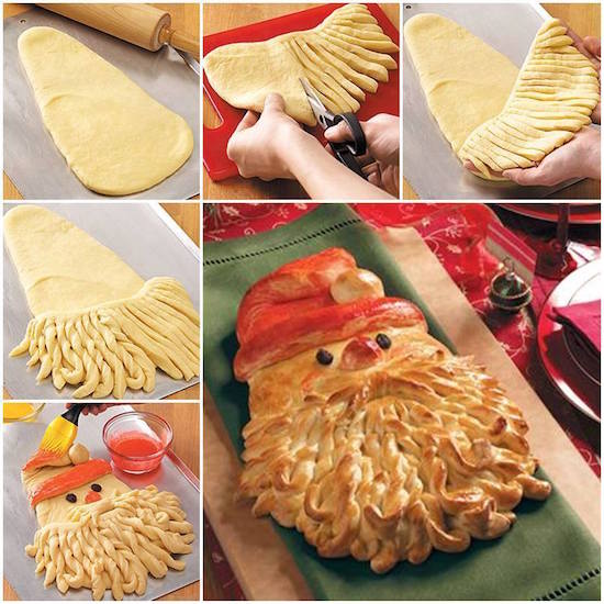 Santa Bread! This looks adorable (and tasty too!). Click the picture for the recipe. 