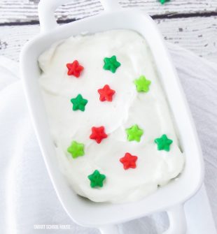 Santa's Peppermint Whipped Cream! Tastes like fluffy candy canes and sugar cream. YUM! Put it on hot chocolate, pie, ice cream or eat it with a spoon.