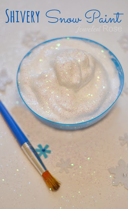 Shivery and glittery snow paint! This looks magical (click the picture to see more)
