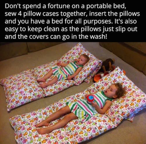 Have extra pillows that are taking up space and sheets that you don't use anymore? Consider doing this with them! 
