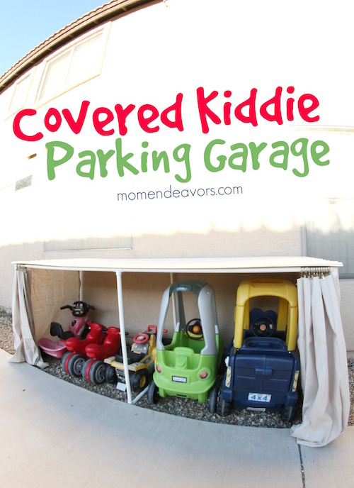 Make a "garage" for kids toys outside. We needed this, like, yesterday at my house! Brilliant -