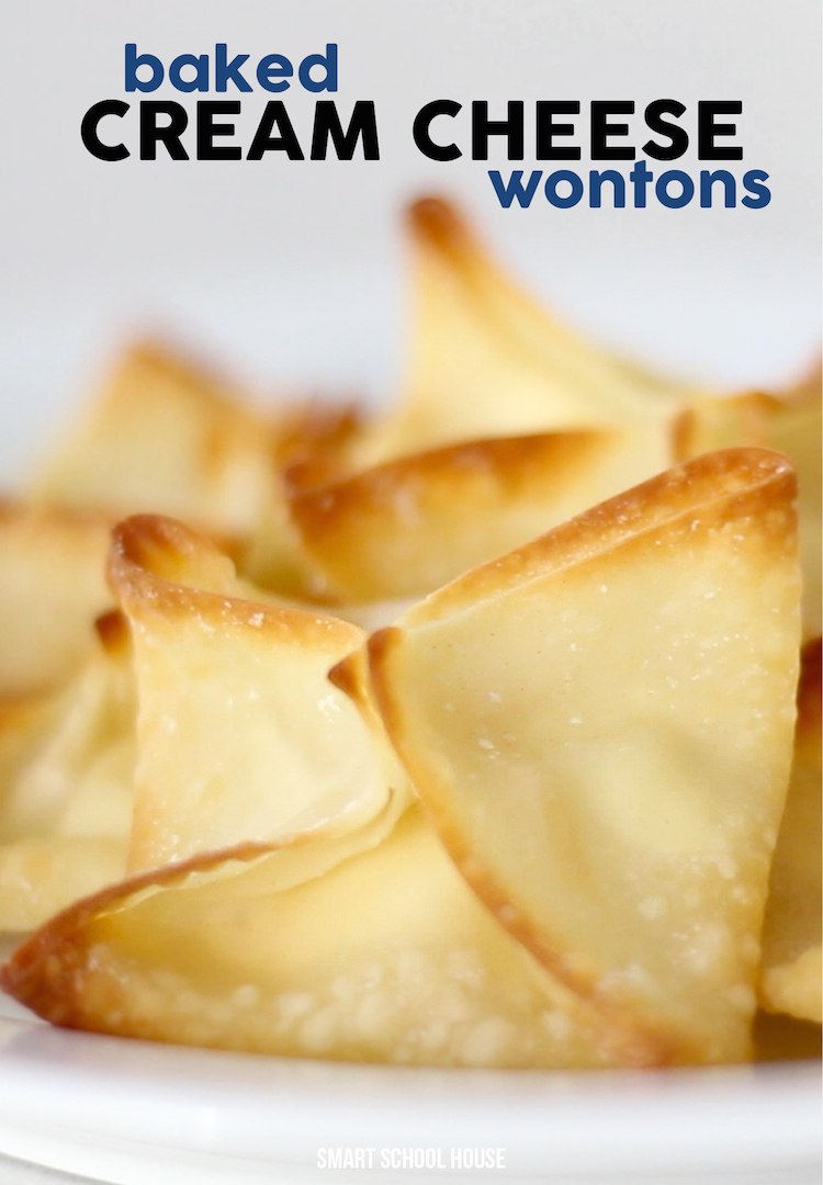 2 ingredient BAKED CREAM CHEESE WONTONS - so easy! Must try- 