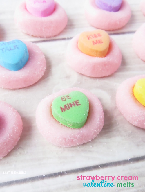Make Strawberry Cream Valentine Melts with conversation hearts. Nook cooking needed! Click the picture for the recipe. 