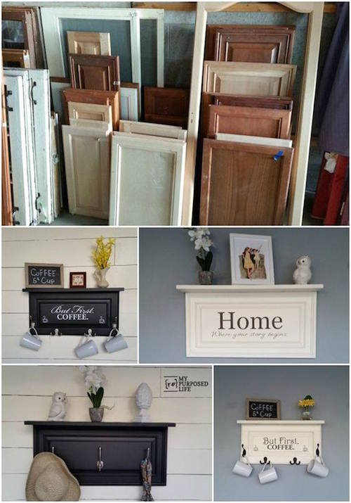 Save those old cabinet doors! Use them for beautiful DIY projects like this - 