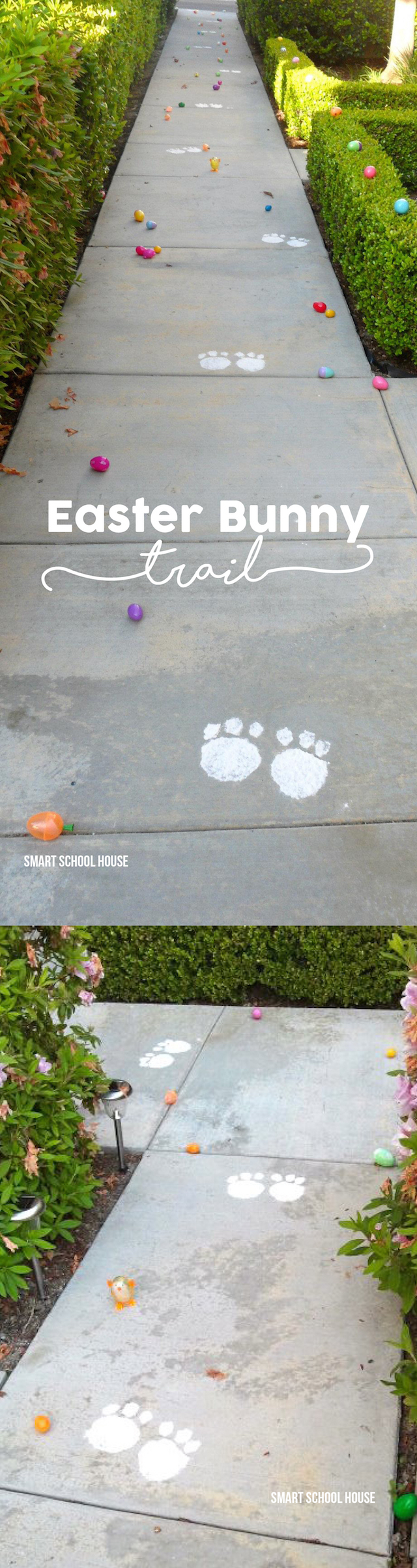 Easter Bunny Footprint Trail - using flour and and an aluminum pan!