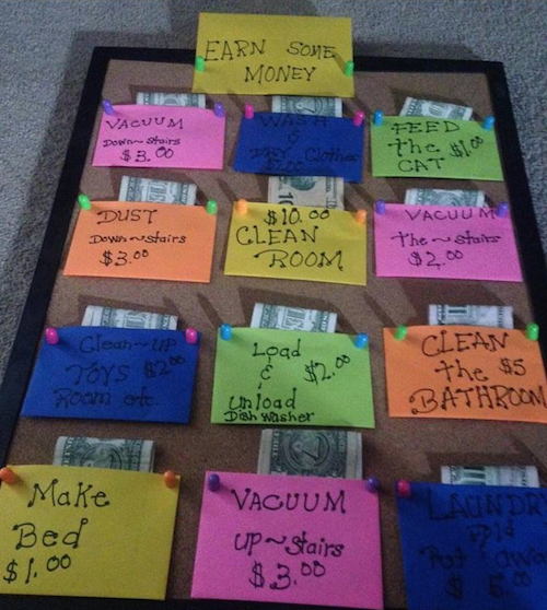 Kids always asking for money? Try this chore chart instead! So smart! 