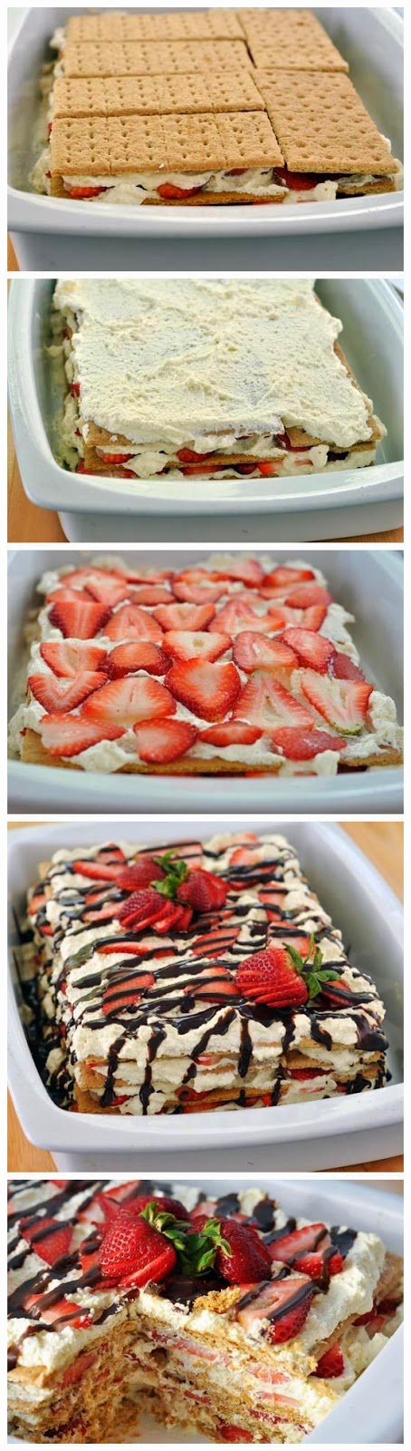No-Bake Strawberry Icebox Cake. Perfect for summer! 