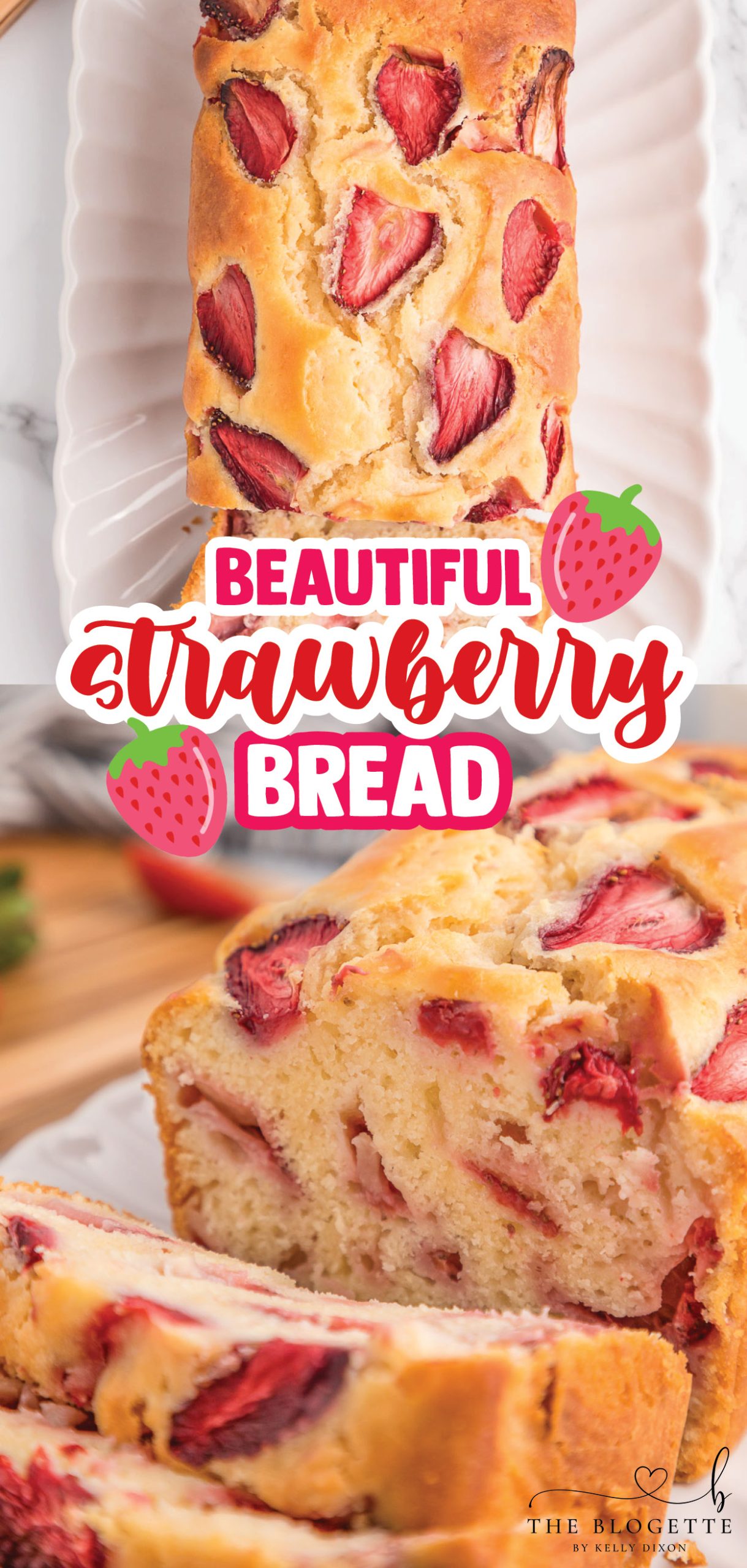Sweet and soft Strawberry Bread is a spring and summer staple treat! Made with fresh strawberries, this quick bread recipe is the perfect way to enjoy strawberries while they’re in season.