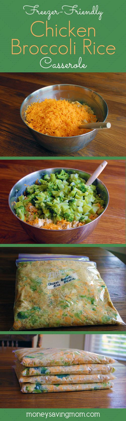 Freezer Friendly Chicken Broccoli Rice Casserole -- this recipe is hands down one of our very favorite. It's easy to whip up, it's frugal, and it freezes well!