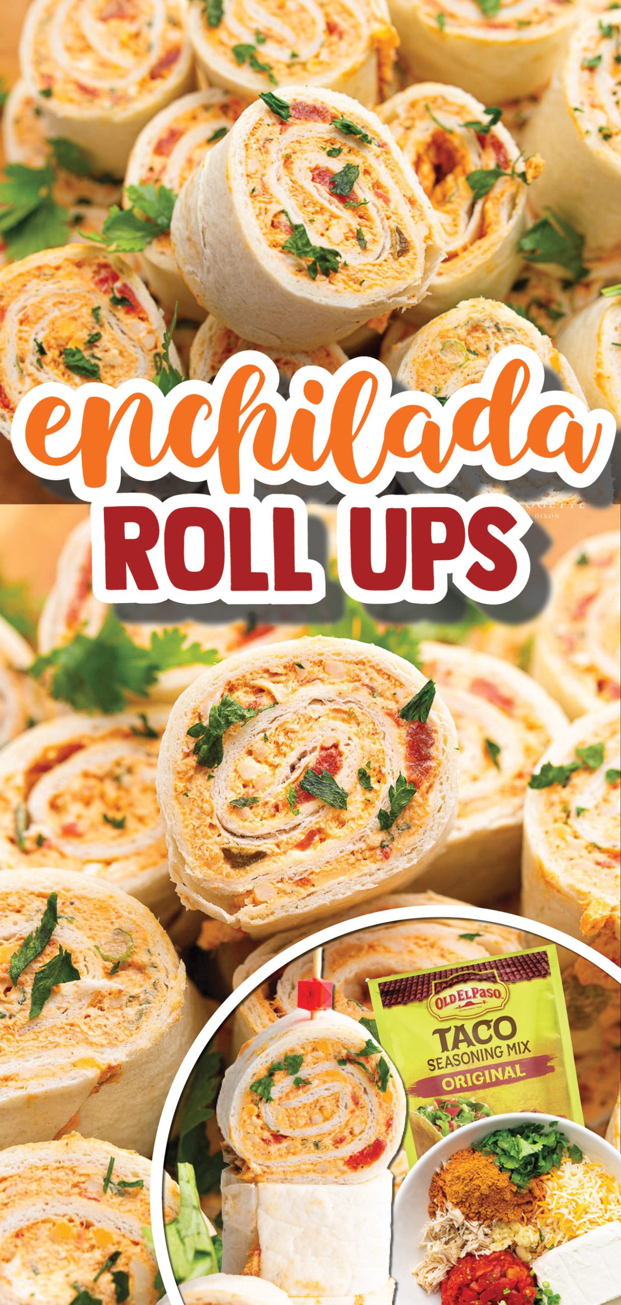 These Chicken Enchilada Roll Ups are a great appetizer or pack & go lunch idea! Easy to make ahead and easy to serve. 
