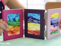 Colorful cave artwork brought to life. Easy DIY stained glass art idea for kids