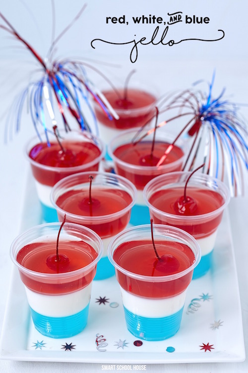 Olympics Jello recipe - red, white, and blue. 