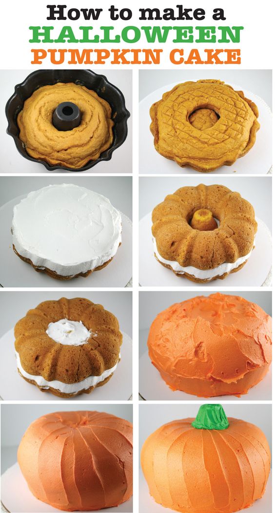 How to make a Halloween Pumpkin cake using 2 bundt pans. 