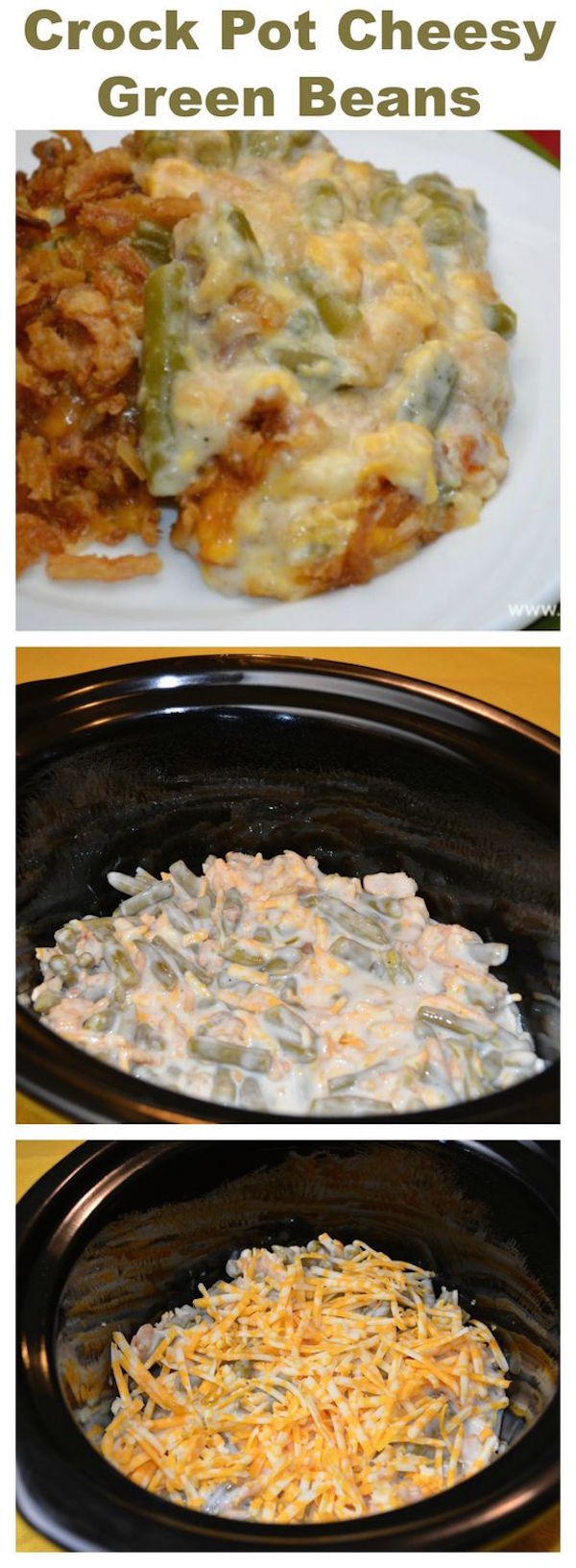 How do you make my Green Beans even better without using my oven? Use my slow cooker, plenty of cheese and make this Crock Pot Cheesy Green Bean recipe. 
