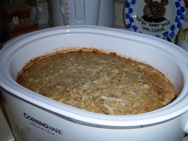 Thanksgiving crock pot dressing recipe. It's really, really, really delicious! It's also very, very, very simple, and it frees your oven up on Thanksgiving to cook other dishes. 