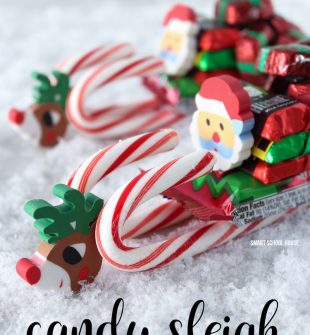 How to Make a Candy Sleigh. ADORABLE! DIY mini Santa candy sleigh for classrooms, gifts, or stocking stuffers. Super easy to make!