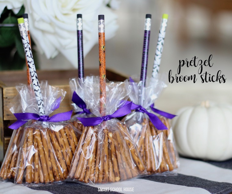 Pretzel broom sticks. A healthy Halloween treat. Make little witch brooms that are candy free!