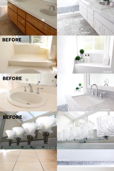 Gray and white bathroom ideas. GORGEOUS results with picking just two colors: gray and white!