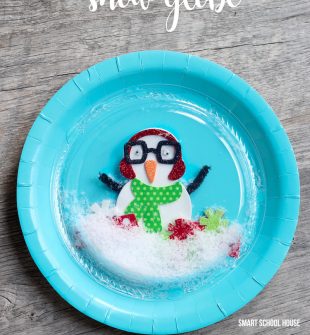 Plastic plate snow globe. 1 paper plate and 1 plastic plate snow globe idea for kids.
