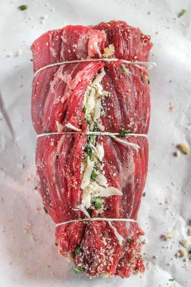 Braciole - The Perfect Valentine's Day Dinner. An easy to prepare recipe for Braciole with parmesan, provolone, breadcrumbs, garlic, and parsley. This recipe takes just 20 minutes to prepare. 