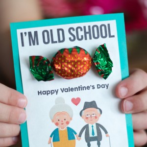 Get the printable DIY Valentine's Day card here. You'll have to ask your grandma where she gets those strawberry candies though (kidding!).